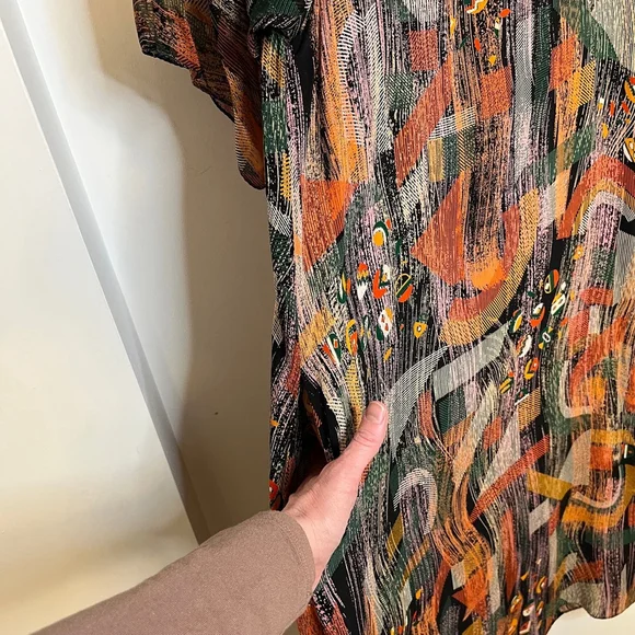 Stephen Burrows Vintage Multicolor Chiffon Shift Dress Short Sleeve Rare 70s, 8 - Picture 10 of 17